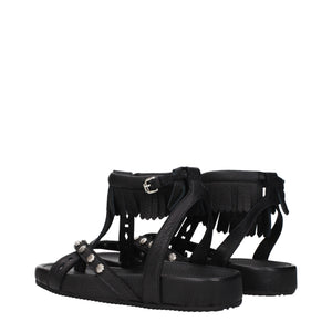 Isabel Marant Schwarze flache Sandalen aus Leder