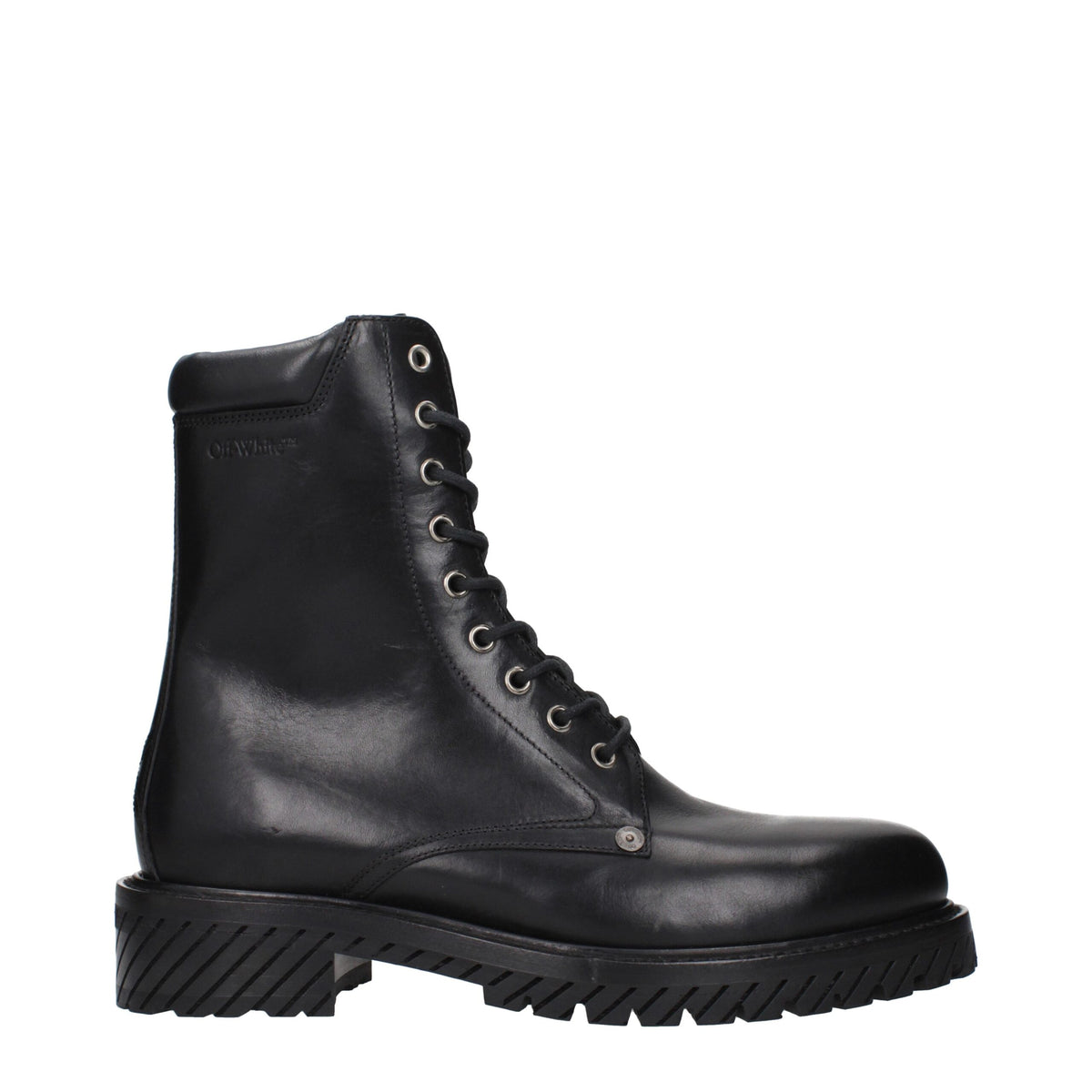 Off-White Schwarze Leder-Stiefeletten