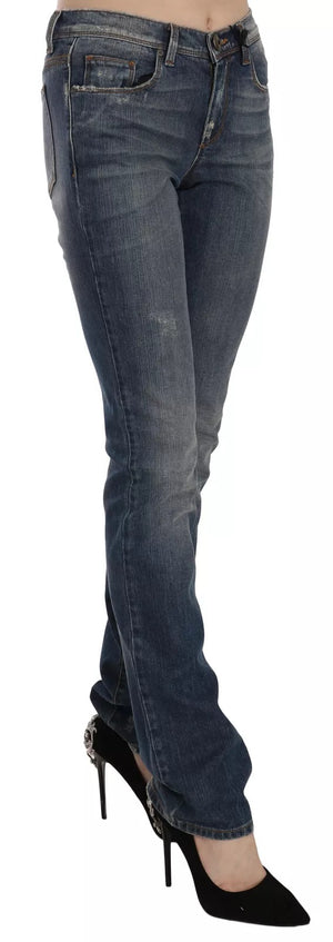 Ermanno Scervino Blau gewaschene Boot Cut Casual Denim Hosen Jeans