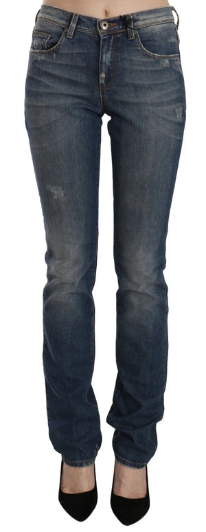 Ermanno Scervino Blau gewaschene Boot Cut Casual Denim Hosen Jeans