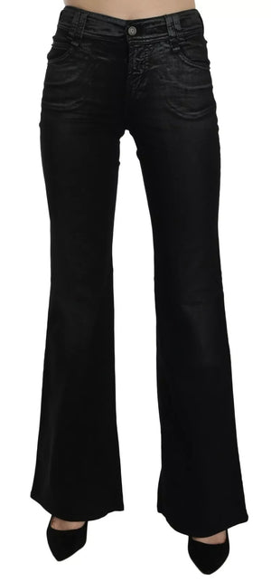 John Galliano Schwarze gewaschene Jeans mit hoher Taille ausgestelltem Denim Freizeithose