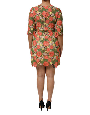 Dolce & Gabbana Mehrfarbiges, mit Blumen besticktes Aline-Minikleid