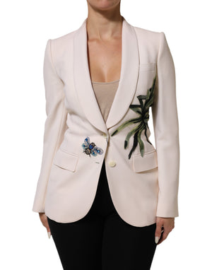 Dolce & Gabbana Beige bestickte einreihige Jacke