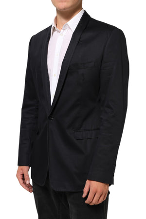 Dolce & Gabbana Schwarz Baumwolle 1 Knopf Anzug Jacke Blazer