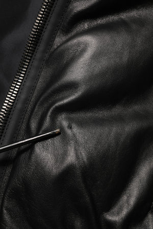 Dolce & Gabbana Schwarzes Leder Nylon FullZip Blouson Jacke