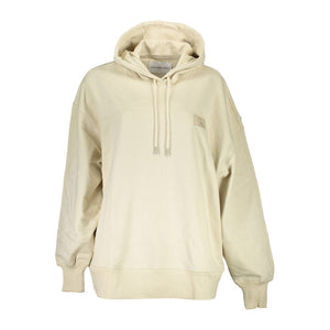 Beige Recycled Cotton Women Hoodie