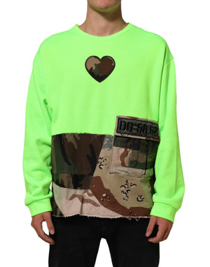 Dolce & Gabbana Grüner Patchwork-Herz-Pullover für Herren