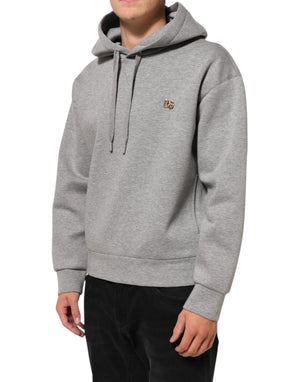 Dolce & Gabbana Graues Logo-Baumwoll-Kapuzenpullover