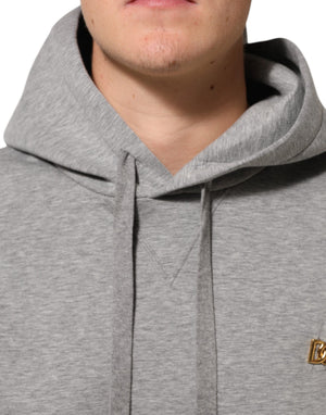 Dolce & Gabbana Graues Logo-Baumwoll-Kapuzenpullover