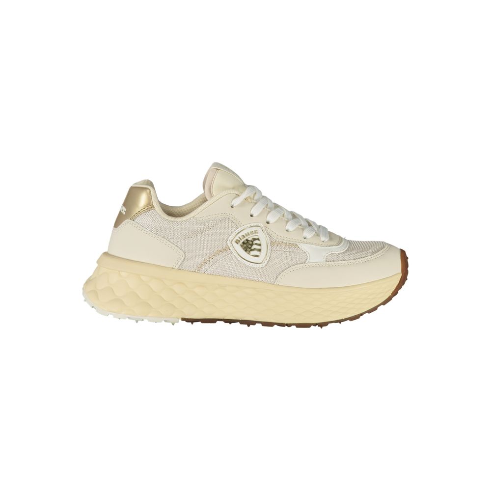Blauer Beige Genuine Leather Sneaker