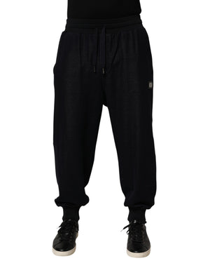 Dolce & Gabbana Schwarze Jogginghose aus Baumwollmischung mit Kordelzug