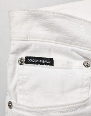 Dolce & Gabbana Weiße Skinny GOLD Jeans mit Graffiti-Print