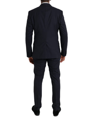 Dolce & Gabbana Blauer Woll-Anzug MARTINI mit einer Knopfleiste für Herren, 3-teilig