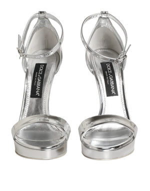 Dolce & Gabbana Silberne Leder-Plateau-Sandalen Keira
