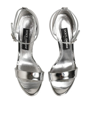 Dolce & Gabbana Silberne Leder-Plateau-Sandalen Keira