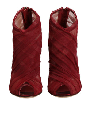 Dolce & Gabbana Rote Stiefelletten aus Tüll mit Stilettoabsatz