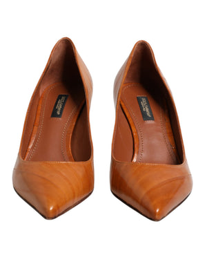 Dolce & Gabbana Braune Kitten-Heel-Pumps aus Leder
