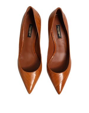 Dolce & Gabbana Braune Kitten-Heel-Pumps aus Leder