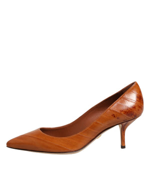 Dolce & Gabbana Braune Kitten-Heel-Pumps aus Leder