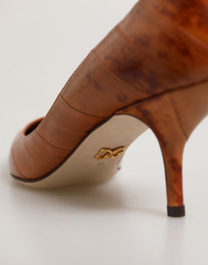 Dolce & Gabbana Braune Kitten-Heel-Pumps aus Leder