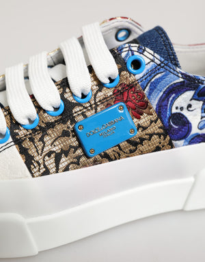 Dolce & Gabbana Multicolor Patchwork Low Top Sneakers Schuhe
