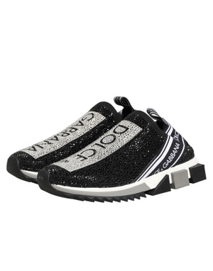 Dolce & Gabbana Schwarze Slip-On-Sneaker Sorrento mit Silberakzenten