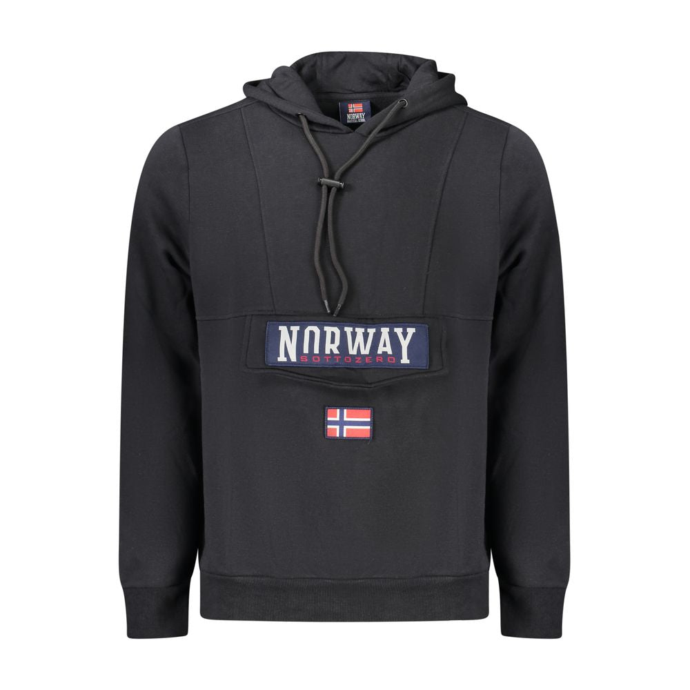 Norway 1963 Schwarzes Herren-Kapuzensweatshirt aus Baumwolle