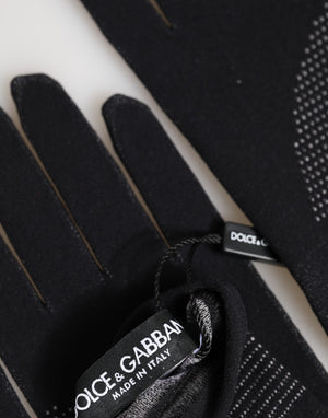 Dolce & Gabbana Schwarze Herren-Handschuhe mit DG-Logo aus Baumwolle