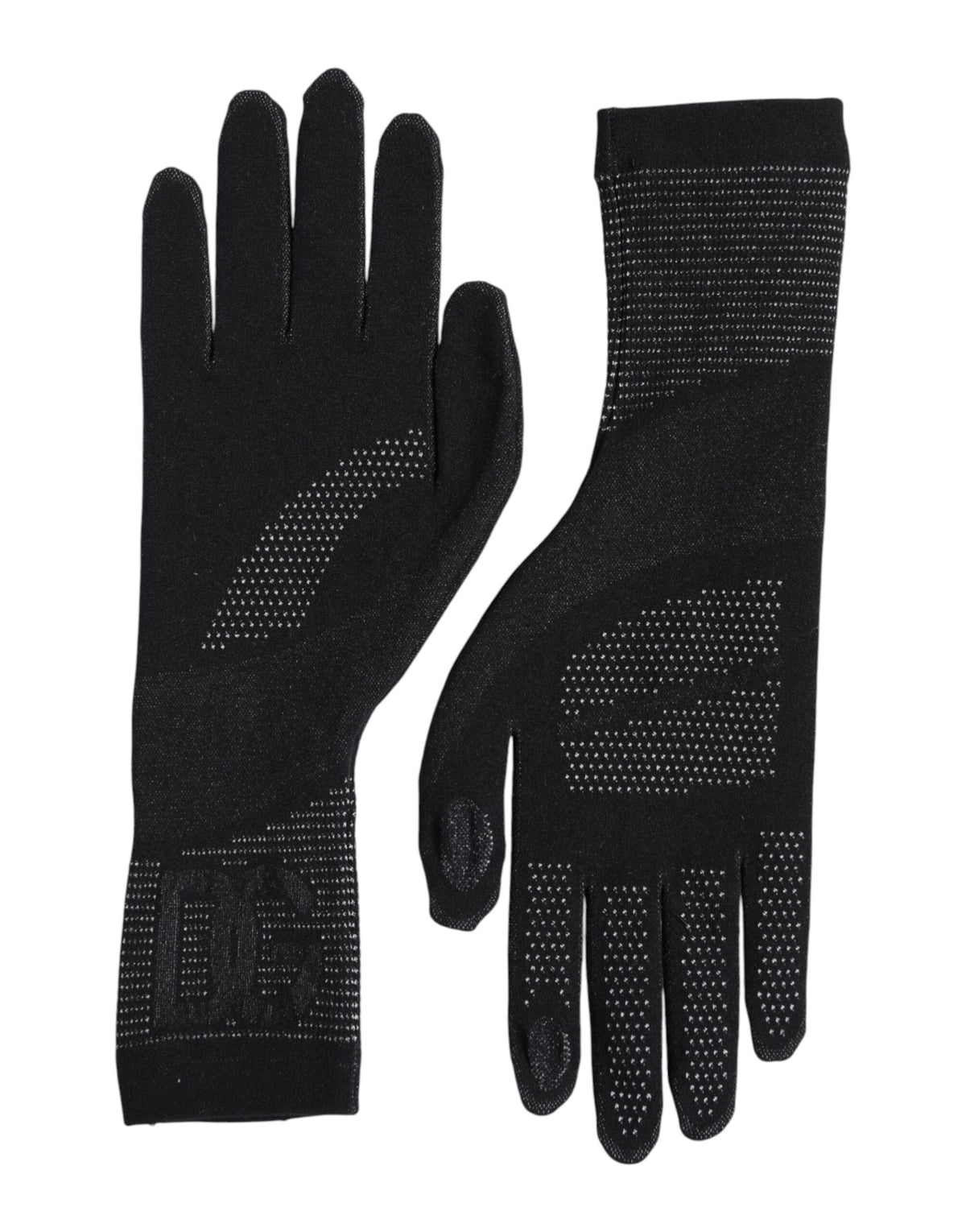 Dolce & Gabbana Schwarze Herren-Handschuhe mit DG-Logo aus Baumwolle