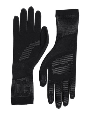 Dolce & Gabbana Schwarze Herren-Handschuhe mit DG-Logo aus Baumwolle