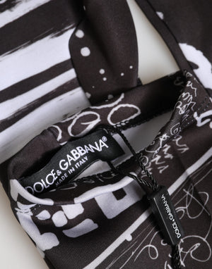 Dolce & Gabbana Schwarze und Weiße DG Logo Ellenbogenlange Fingerhandschuhe