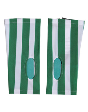 Dolce & Gabbana Grün-weiße Nylon-Fingerhandschuhe in Handgelenklänge