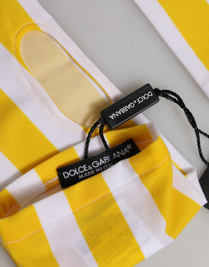 Dolce & Gabbana Gelbe und Weiße Nylon-Fingerhandschuhe, Handgelenkslänge