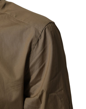 Dolce & Gabbana Braunes Herren-Hemd aus Baumwolle mit Kragen