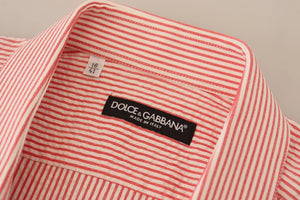 Dolce & Gabbana Rot-weiß gestreiftes Kurzarm-Baumwollhemd