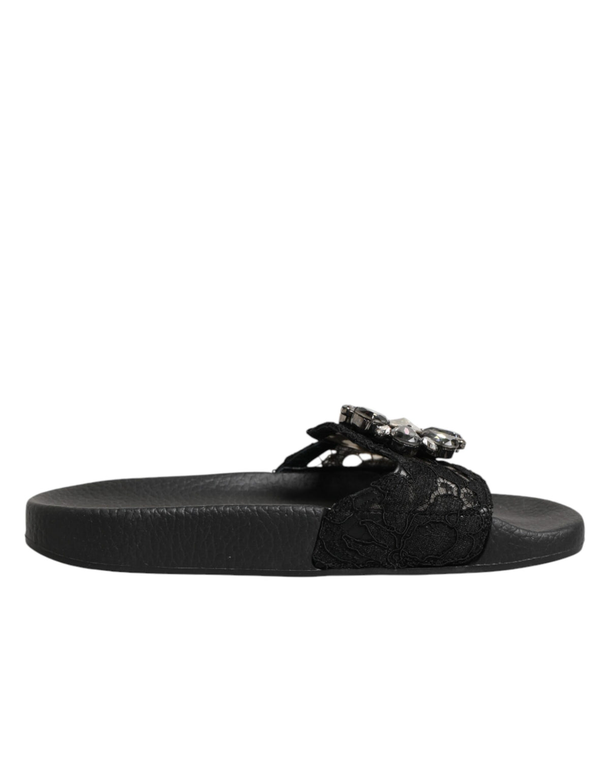Dolce & Gabbana Schwarze Devotion Matelassé Leder-Slides