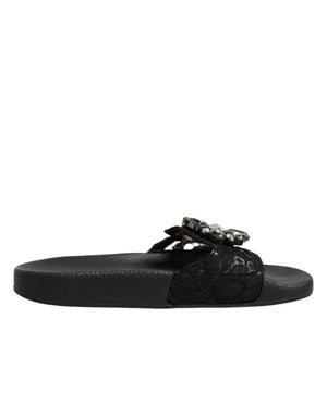 Dolce & Gabbana Schwarze Devotion Matelassé Leder-Slides