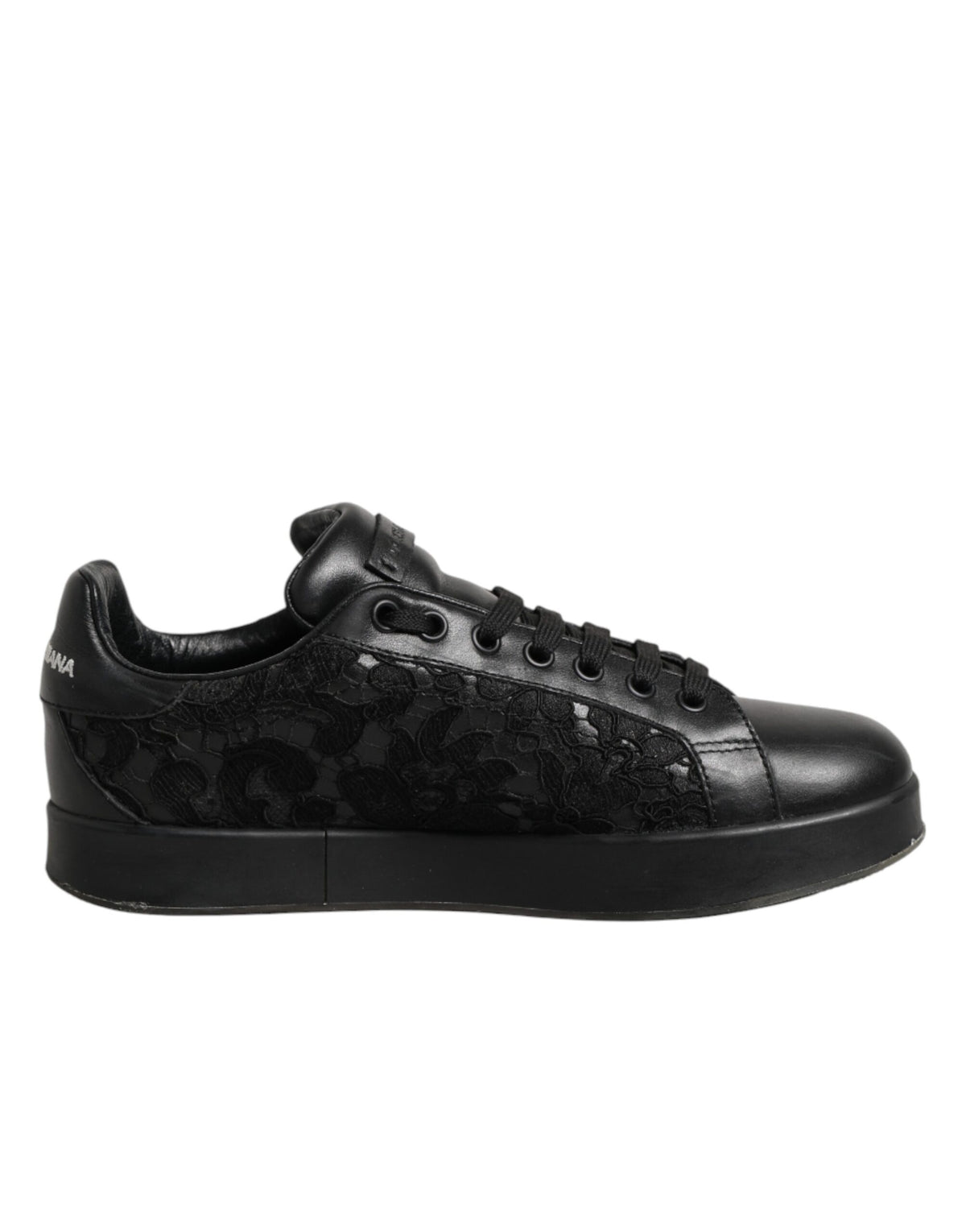 Dolce & Gabbana Schwarze Sneakers mit floraler Spitze