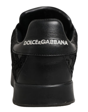 Dolce & Gabbana Schwarze Sneakers mit floraler Spitze