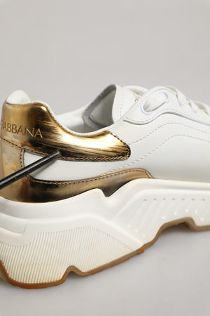 Dolce & Gabbana Weiße Daymaster Low-Top Sneaker aus Weißgold
