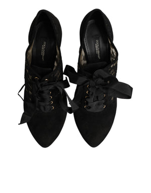 Dolce & Gabbana Schwarze Blumen-High-Heels mit Schnürung, Pumps