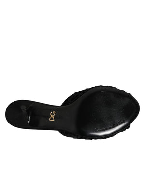 Dolce & Gabbana Schwarze bestickte Slip-On-Pantoletten mit Absatz