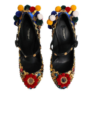 Dolce & Gabbana Schwarze Gold-Verzierte MARY JANES Pumps
