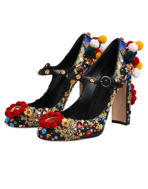 Dolce & Gabbana Schwarze Gold-Verzierte MARY JANES Pumps