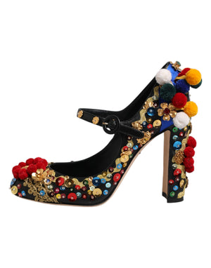 Dolce & Gabbana Schwarze Gold-Verzierte MARY JANES Pumps