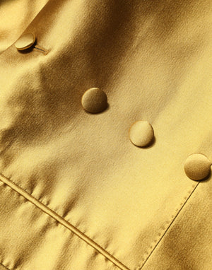 Dolce & Gabbana Gold Satin Lange Ärmel Blazer Mantel Jacke