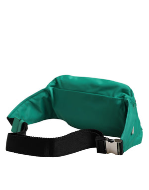 Dolce & Gabbana Grüne Logo-Plakette aus Nylon für die Taille, Herren-Borse-Tasche