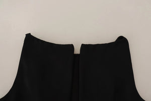 Cédric Charlier Schwarzes ärmelloses, plissiertes A-Linien-Kleid in Knielänge