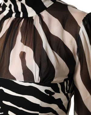 Dolce & Gabbana Crop-Bluse mit Zebra-Print und Chiffon-Einsätzen