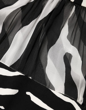 Dolce & Gabbana Crop-Bluse mit Zebra-Print und Chiffon-Einsätzen